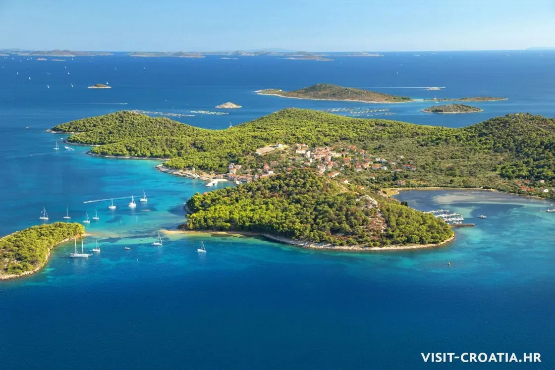 Das Meer rund um die Insel Vrgada, wo die Delfingruppe frisst